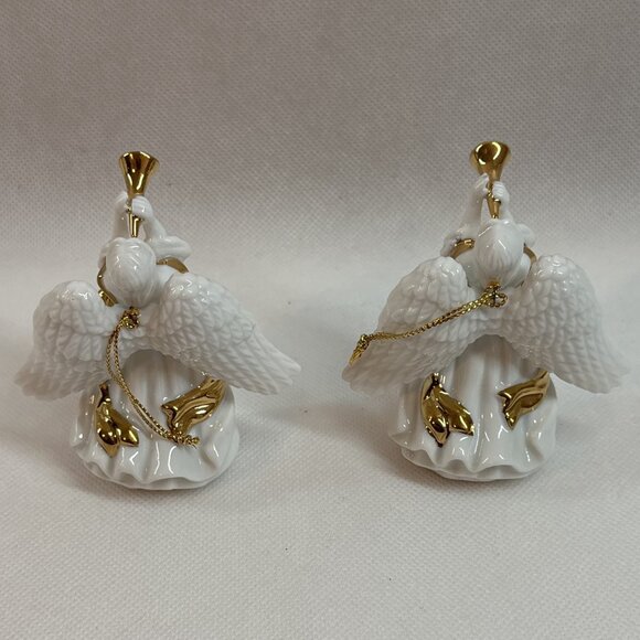 Vintage White Procelain 3 1/2" Christmas Angel Ornaments (Set of 2) - Picture 4 of 4